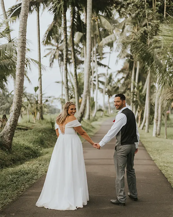 ella and jack bali waterfall wedding